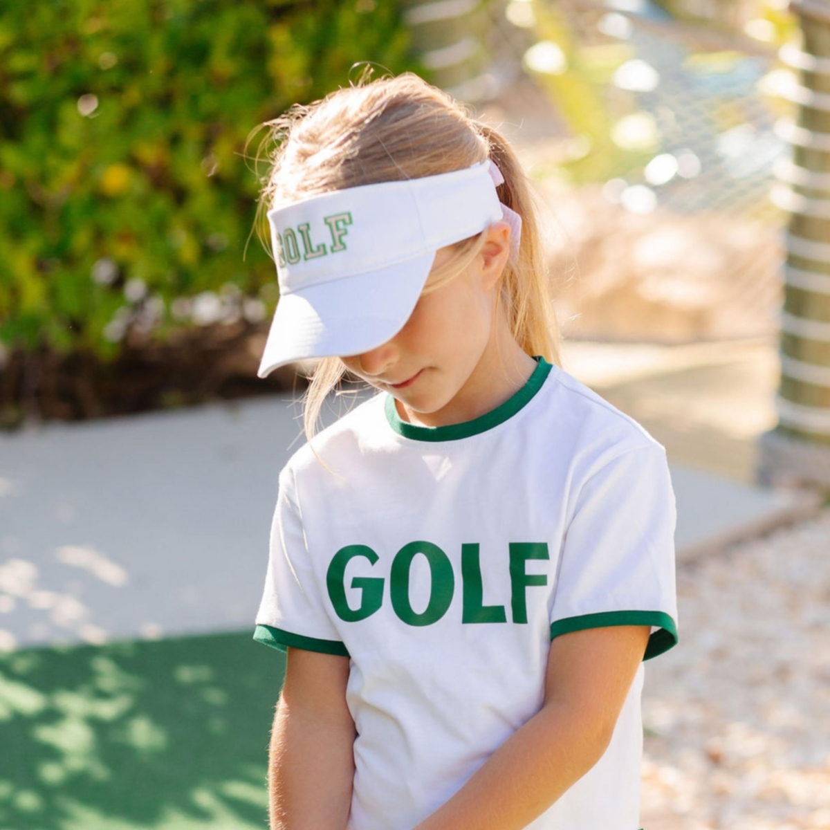 Bits & Bows Girls Girls Golf Bow Visor - White
