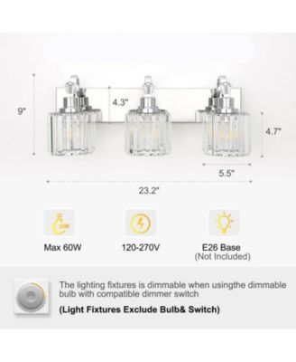 LED Modern Crystal Bathroom Vanity Lights Over Mirror, Chrome Bathroom Light Fixtures Wall Light (3-Light)