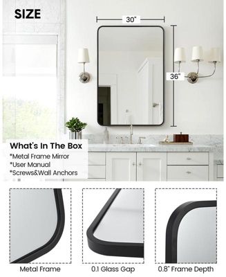 Bathroom Mirror, Aesthetically Pleasing and Versatile 48 x 30 Inch Vanity Mirror for Over Sink, Available in Varied Sizes, Hangs Horizontally or Vertically, Easy to Install