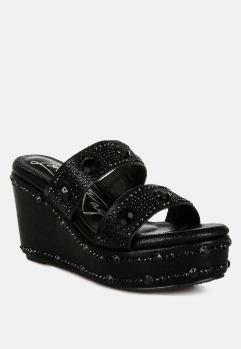 Женские сандалии London Rag Iki Diki Rhinestone and Diamante Wedge, цвет: Чёрный
