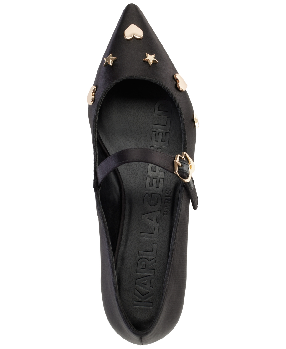 Karl Lagerfeld Paris Veyda Pointed Toe Mary Jane Flat In Black