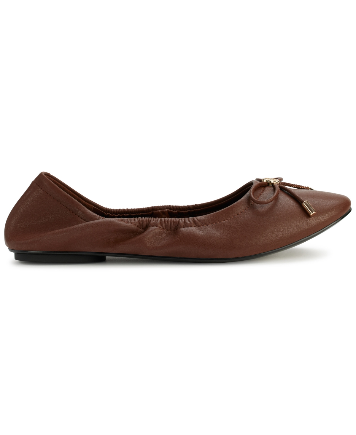 Karl Lagerfeld Velma Womens Bow Man Made Flat Shoes In Cognac