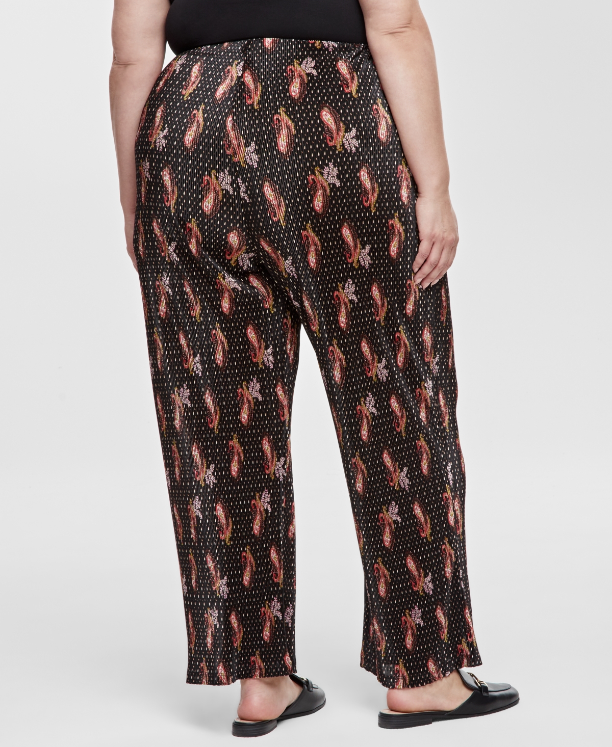JM COLLECTION PLUS SIZE PLEAT PULL-ON PRINTED PANTS, EXCLUSIVELY AT MACY'S 