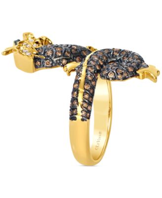 Costa Smeralda Emerald, Chocolate Diamond & Nude Diamond Dragon Ring (1/2 ct. t.w.) in 14k Honey Gold