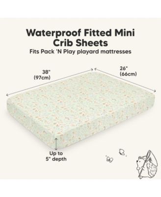 2pk Isla Waterproof Mini Crib Sheets for Boy, Girl, Soft Pack and Play Sheets for Graco Pack and Play Mattress