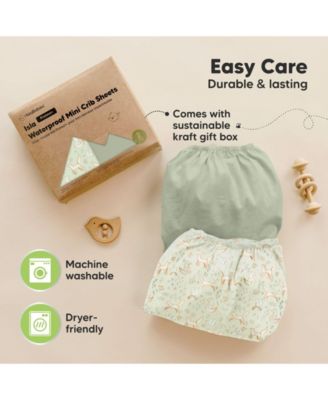 2pk Isla Waterproof Mini Crib Sheets for Boy, Girl, Soft Pack and Play Sheets for Graco Pack and Play Mattress