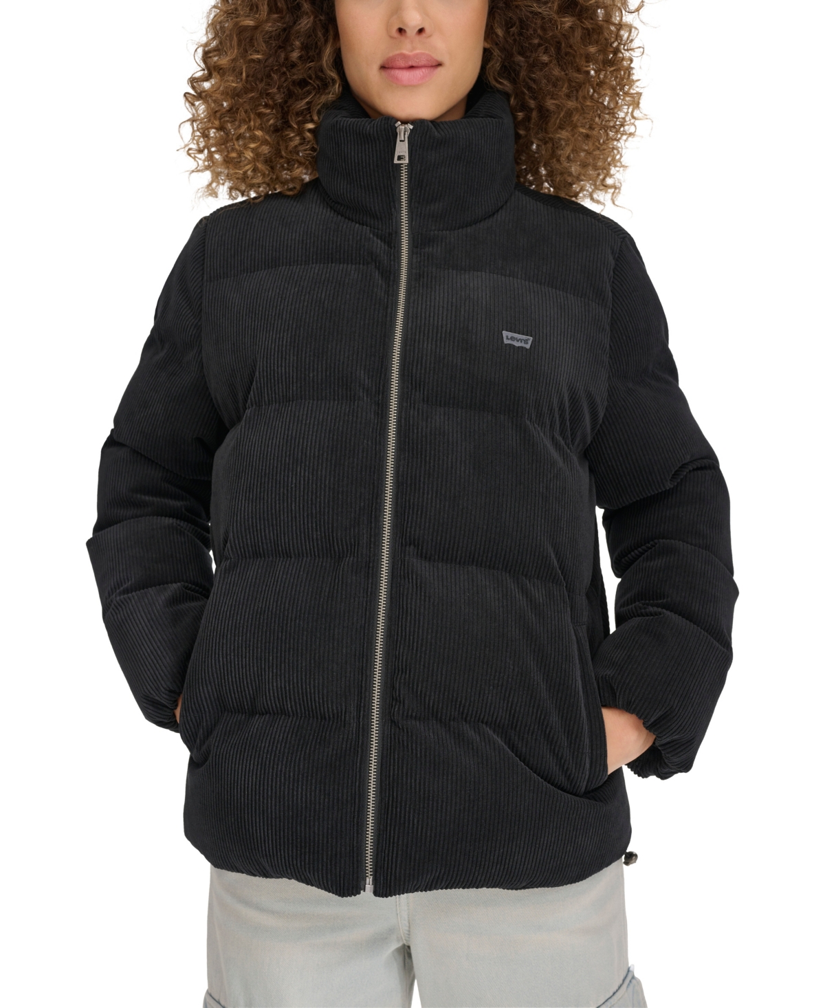 Levi's Women's Corduroy Bubble Puffer Jacket In Black