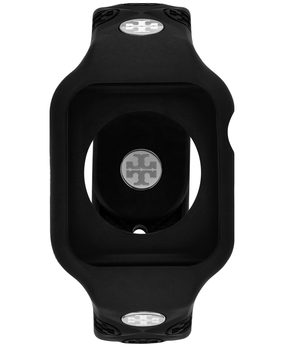 Tory Burch The T Monogram Black Silicone Strap For Apple Watch 41mm In Black