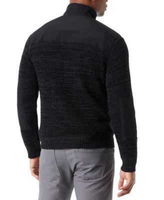 Men's Quarter-Zip Long Sleeve Pullover Patch Sweater