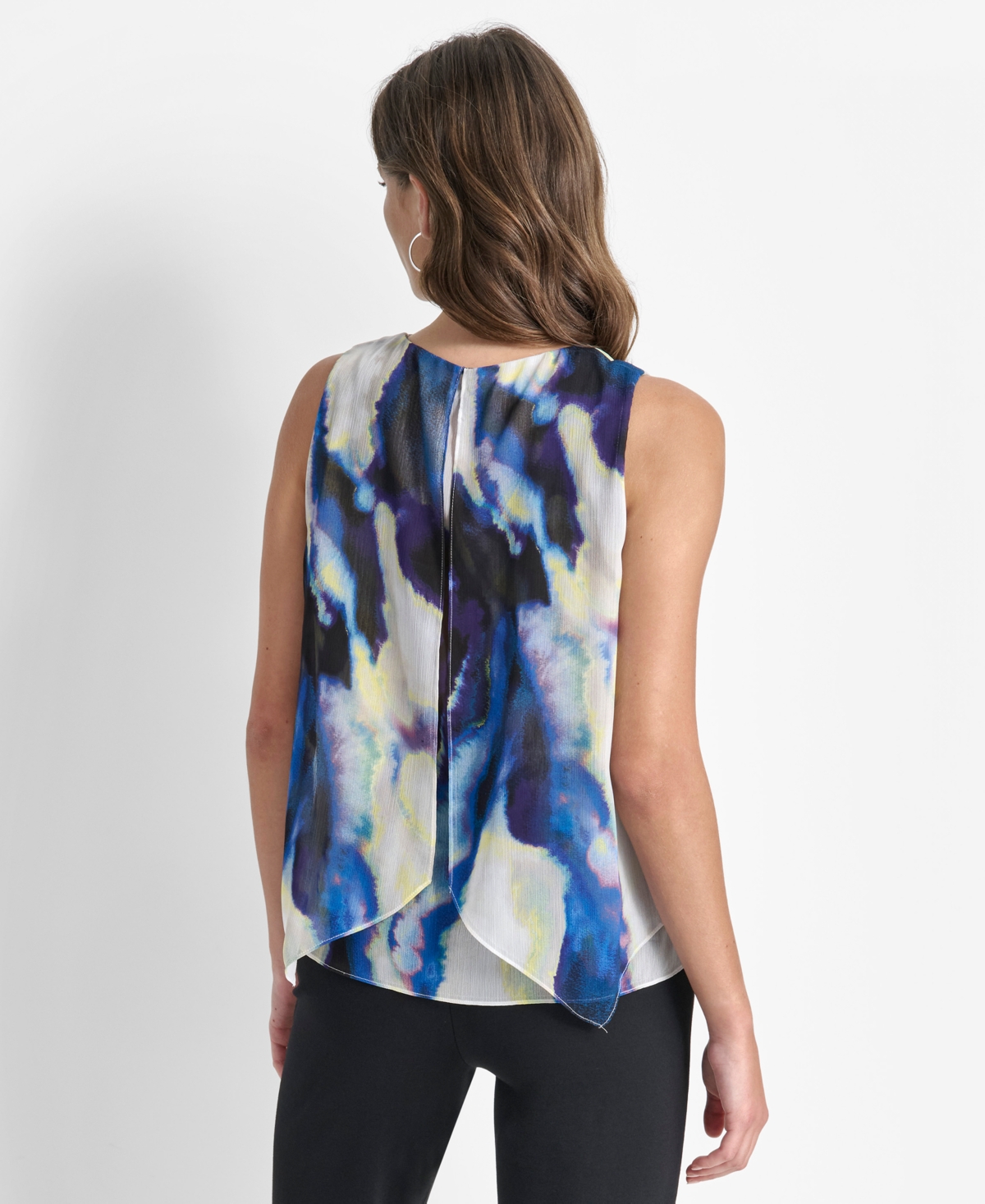Dkny Women's Printed V-Neck Sleeveless Top