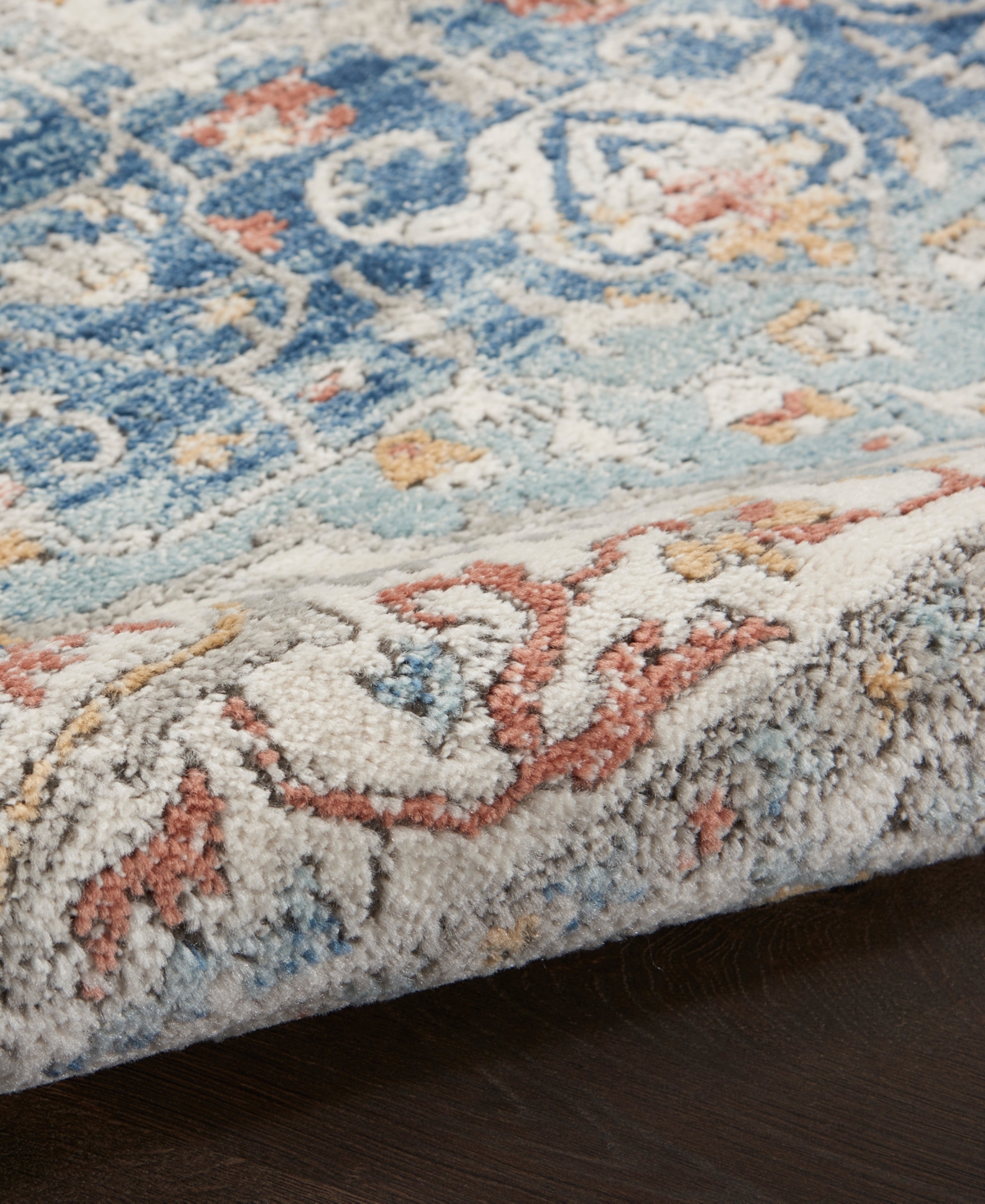 Nourison Home Quarry Qua11 2'2"x7'6" Runner Area Rug In Ivory,blue