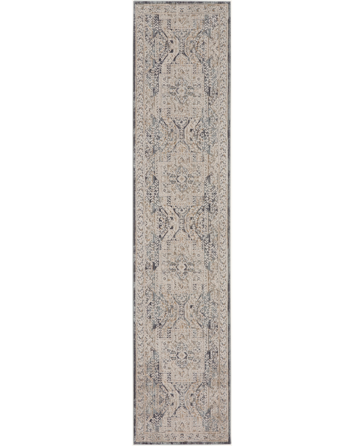 Nourison Home Lynx Lnx01 2'3"x10' Runner Area Rug In Ivory,gray