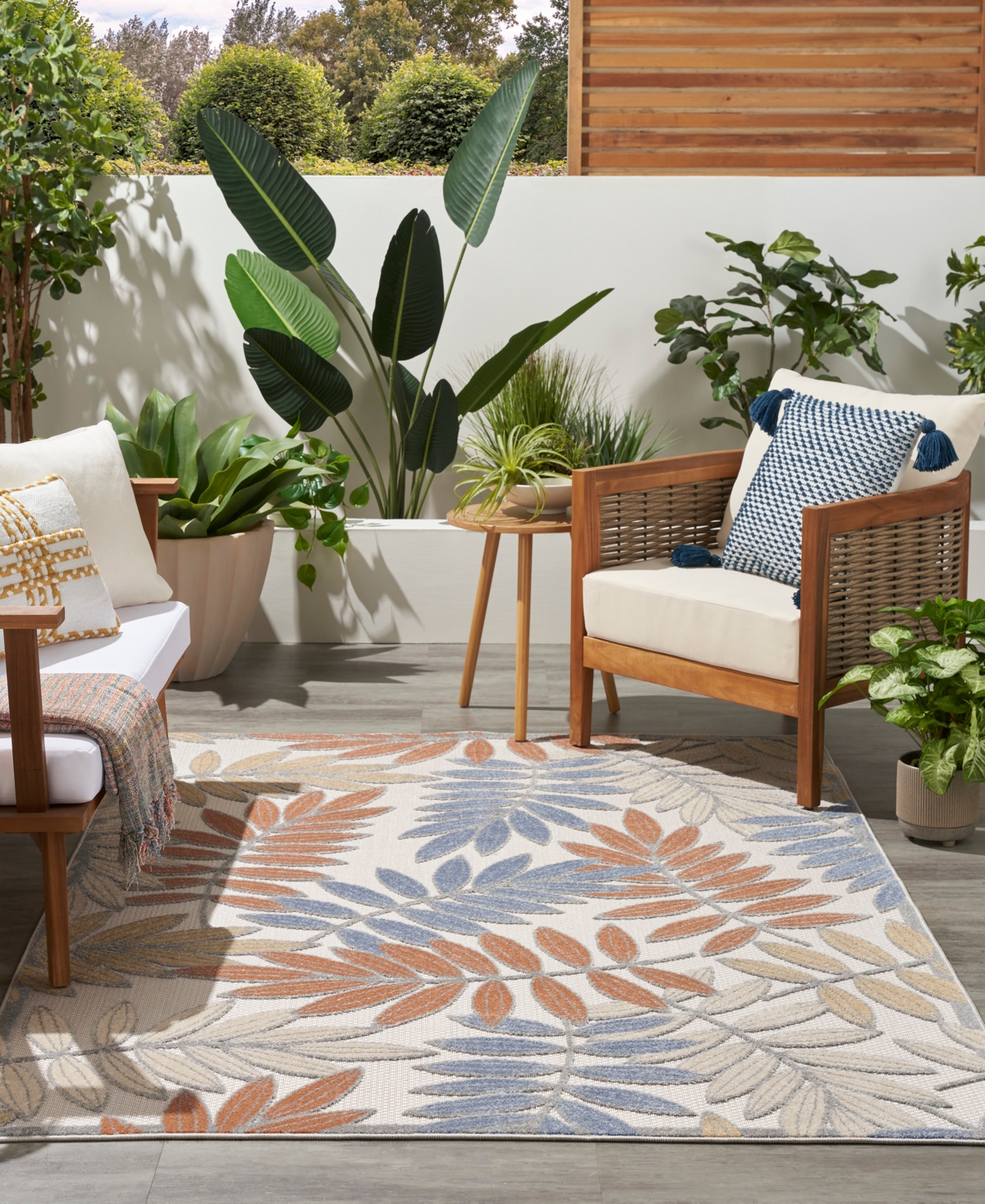 Nourison Home Aloha Alh18 5'3"x7'5" Area Rug In Blue,mocha