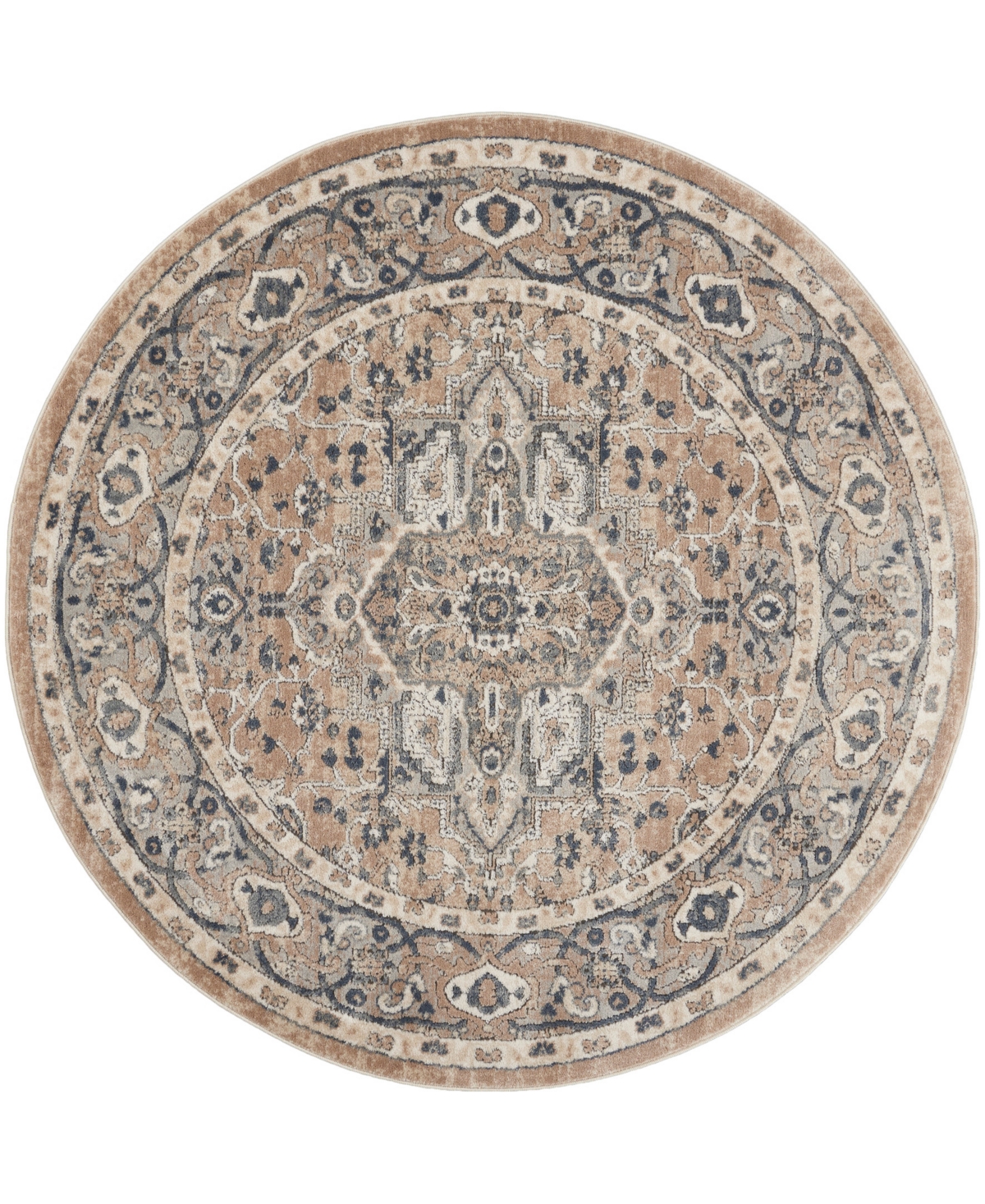 Nourison Home Quarry Qua05 5'3"x5'3" Round Area Rug In Beige,gray