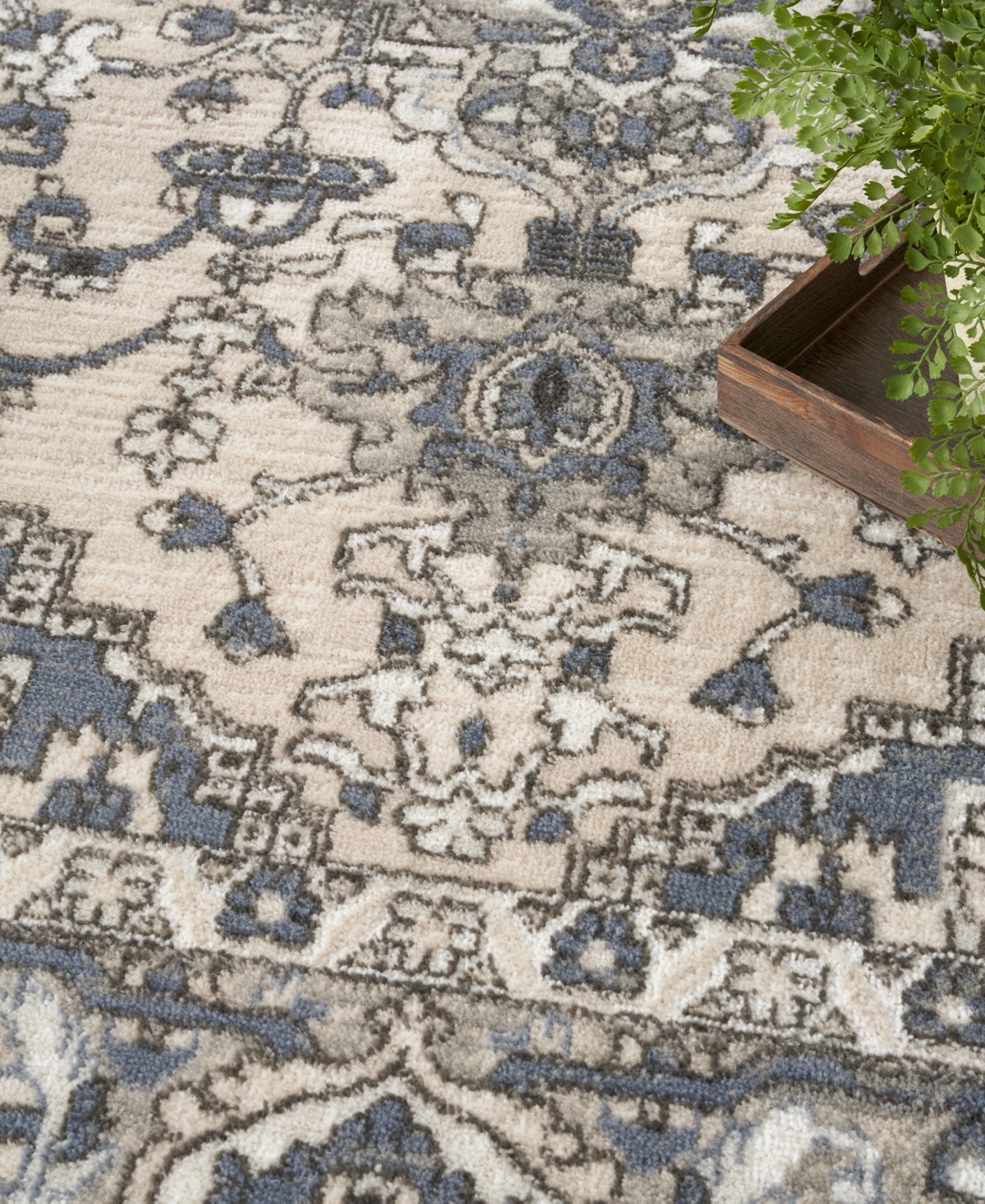 Nourison Home Quarry Qua05 5'3"x7'3" Area Rug In Ivory,blue