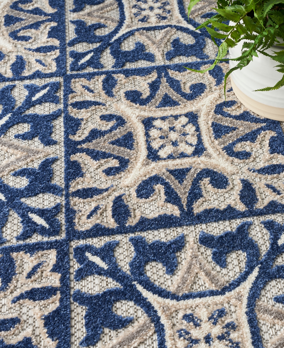 Nourison Home Aloha Alh34 5'3"x7'5" Area Rug In Blue
