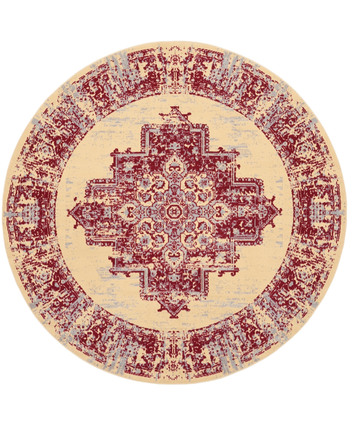 Nourison Home Grafix Grf14 8'x8' Round Area Rug In Cream,red
