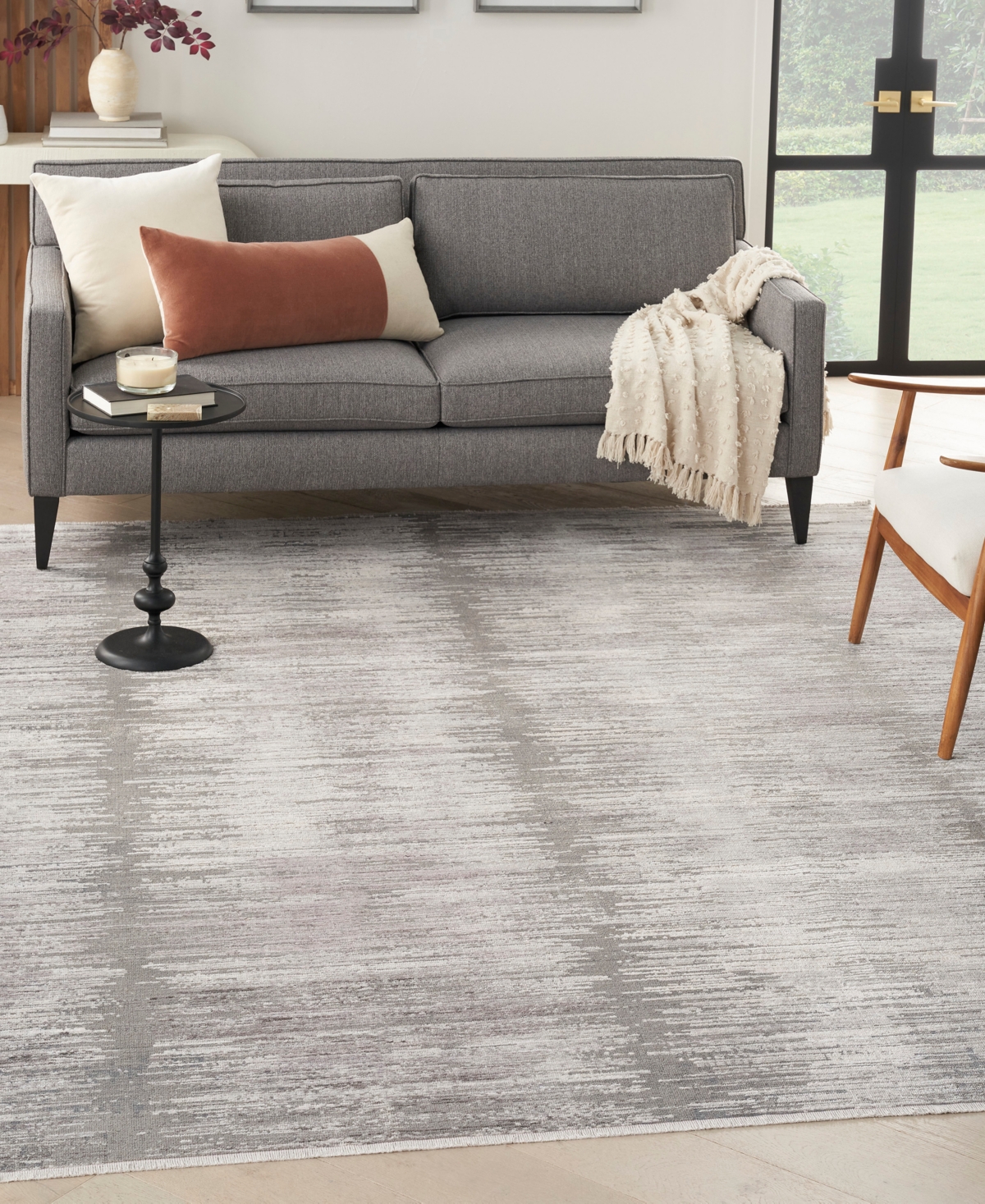 Nourison Home Abstract Hues Abh03 7'10"x10' Area Rug In Gray,white