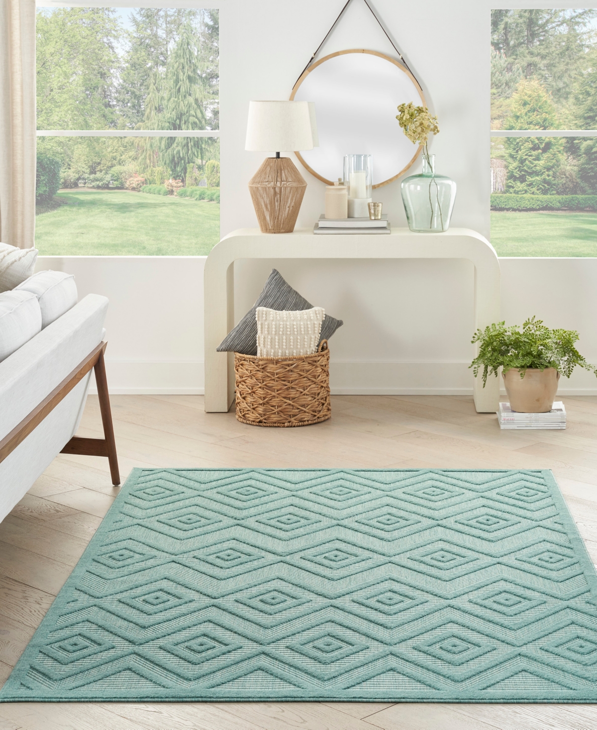 Nourison Home Versatile Nrv01 6'x9' Area Rug In Aqua,teal