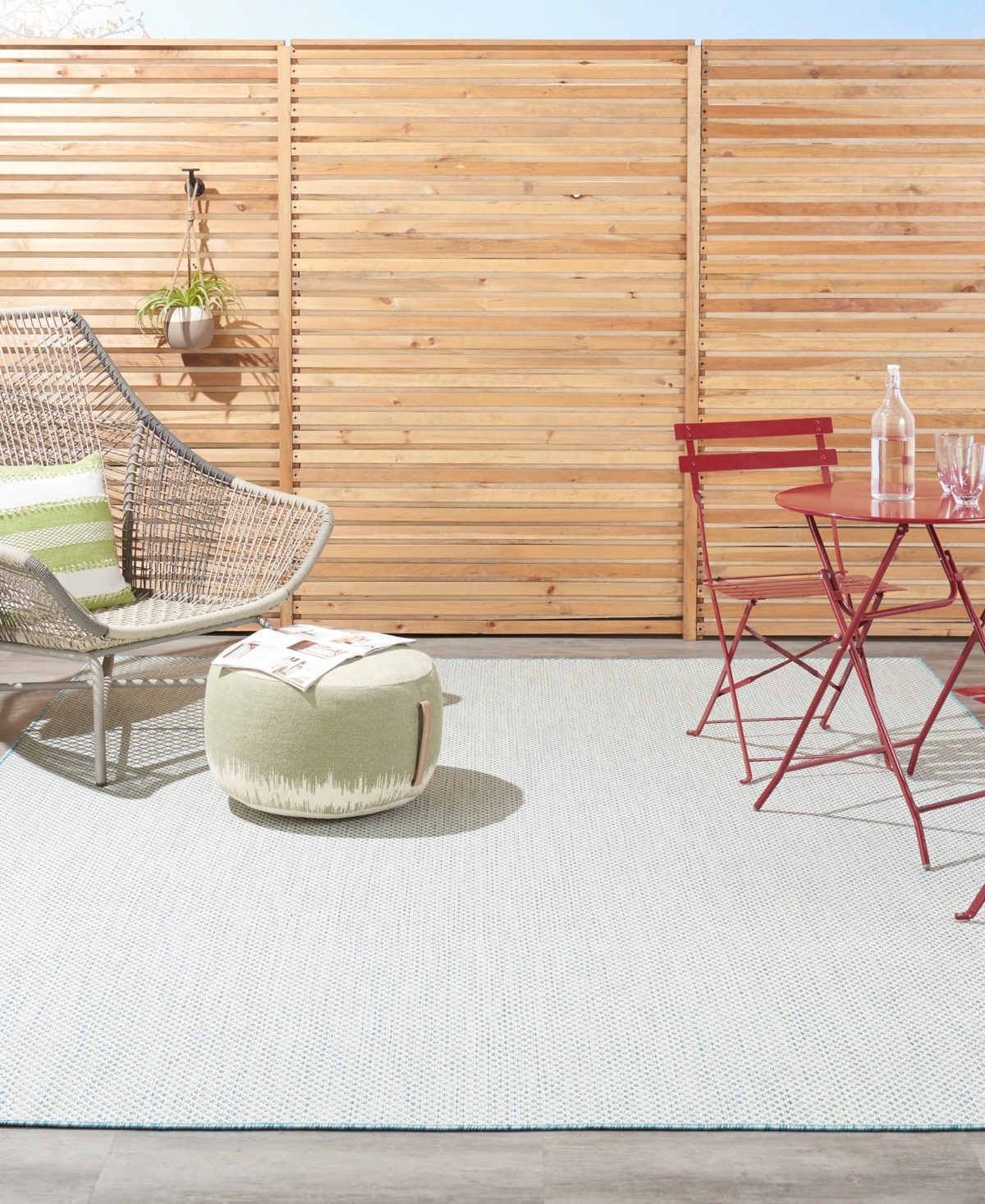 Nourison Home Courtyard Cou01 7'x10' Area Rug In Ivory,aqua
