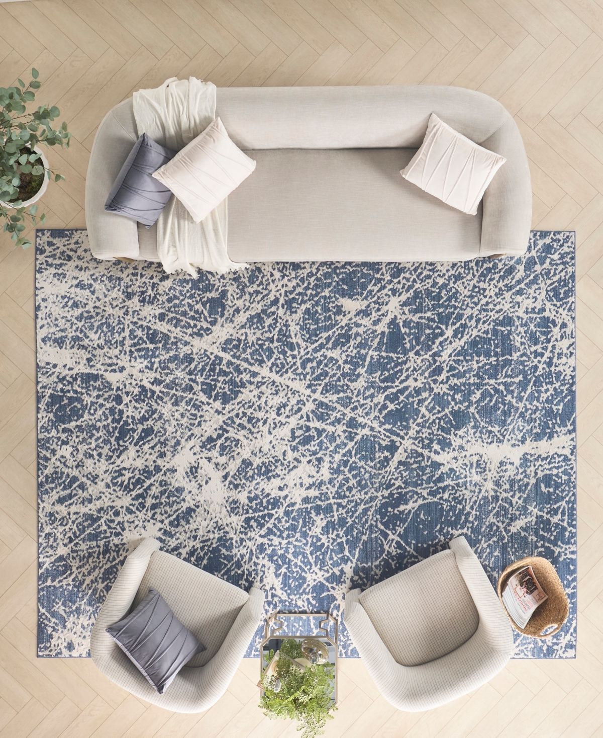 Nourison Home Exhale Exl02 7'10"x9'10" Area Rug In Navy,ivory