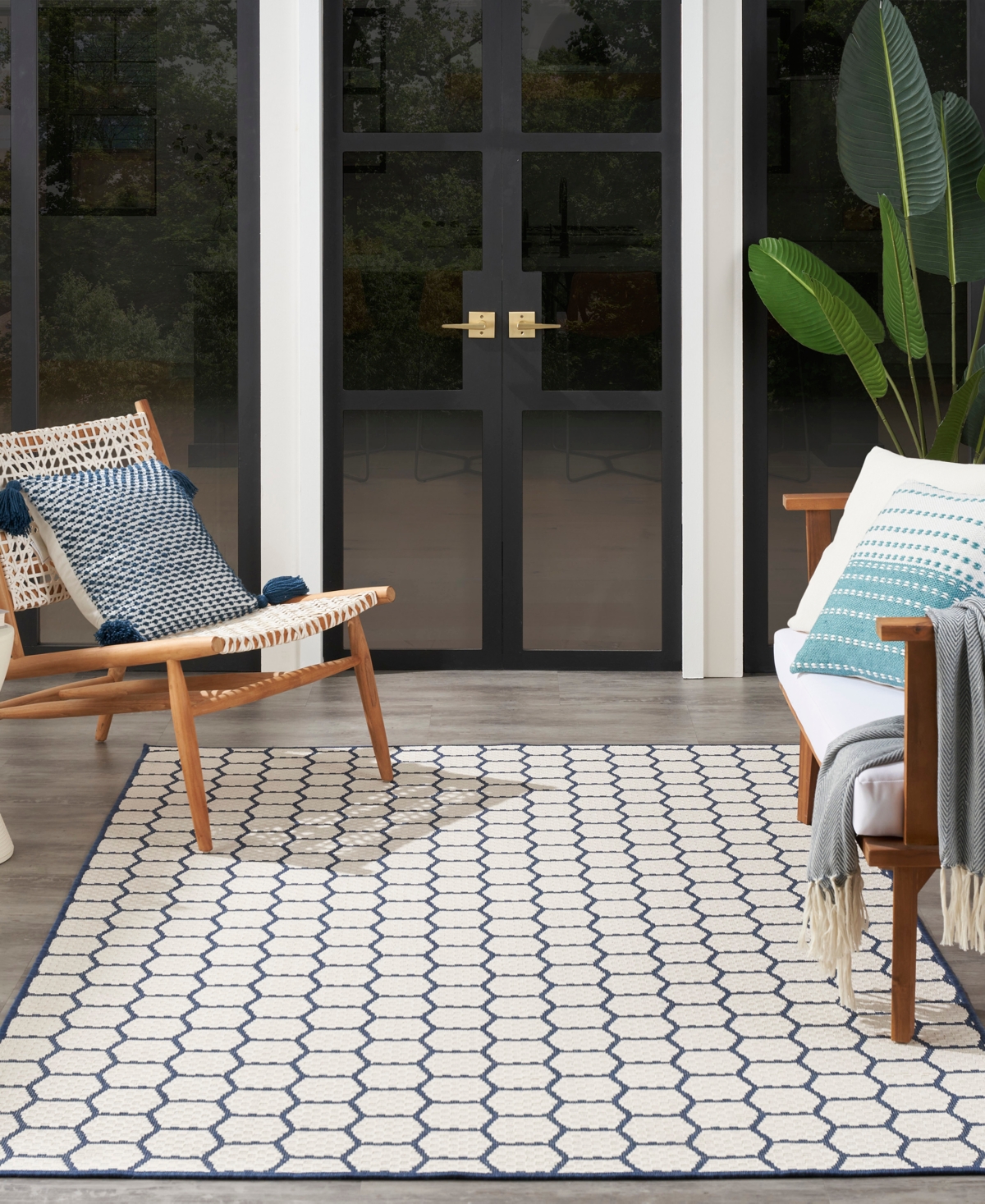 Nourison Home Twist Reversible Tws01 6'x9' Area Rug In Navy