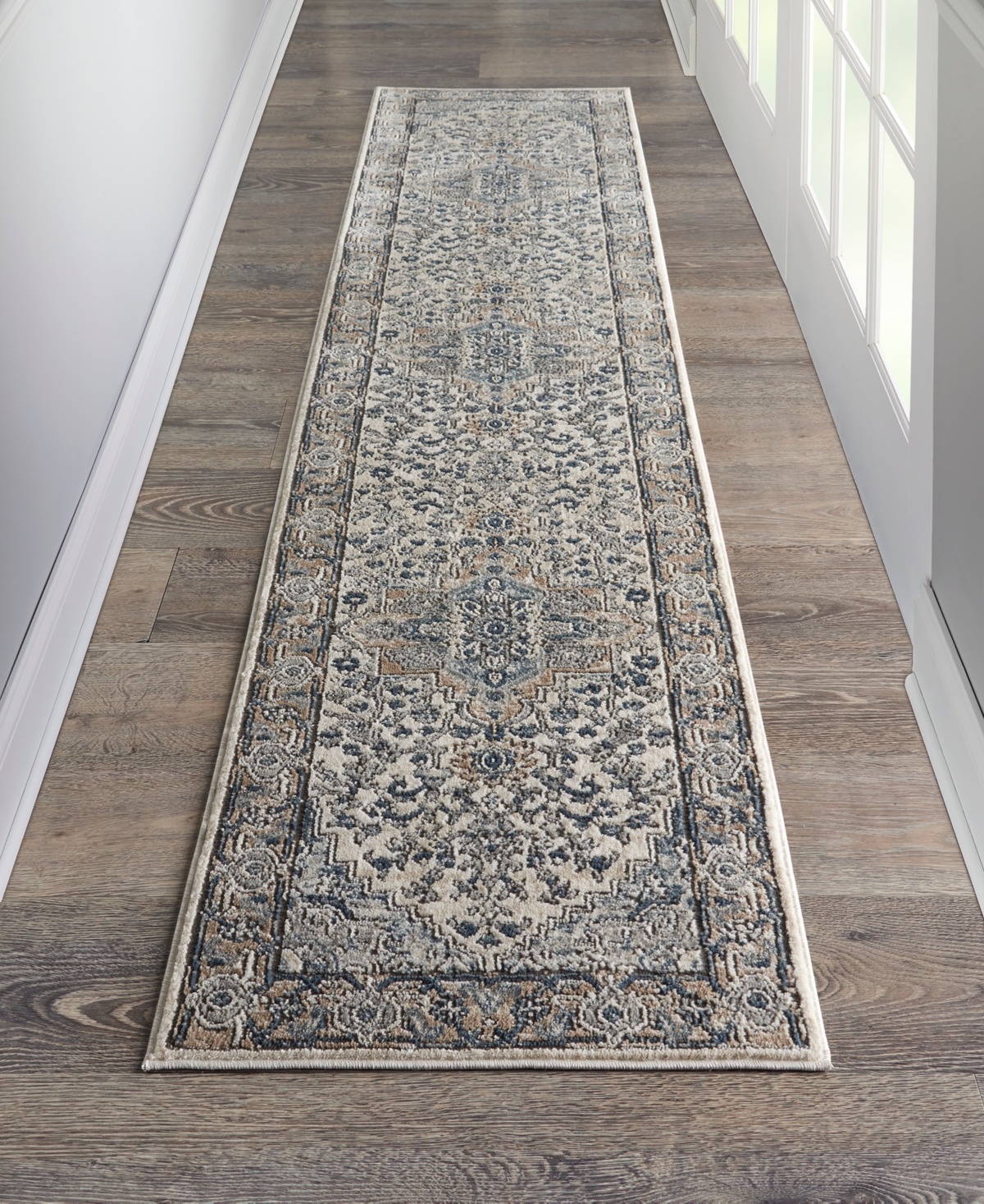 Nourison Home Quarry Qua05 2'2"x12' Runner Area Rug In Ivory,gray