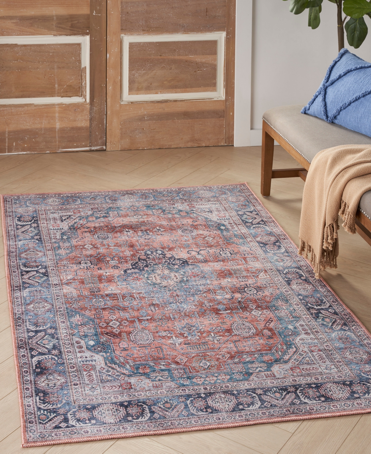 Nourison Home Grand Washables Grw01 5'3"x7'3" Area Rug In Blue,multi