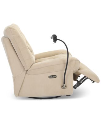 Bovell Fabric Power Swivel Glide Recliner, Created for Macy's