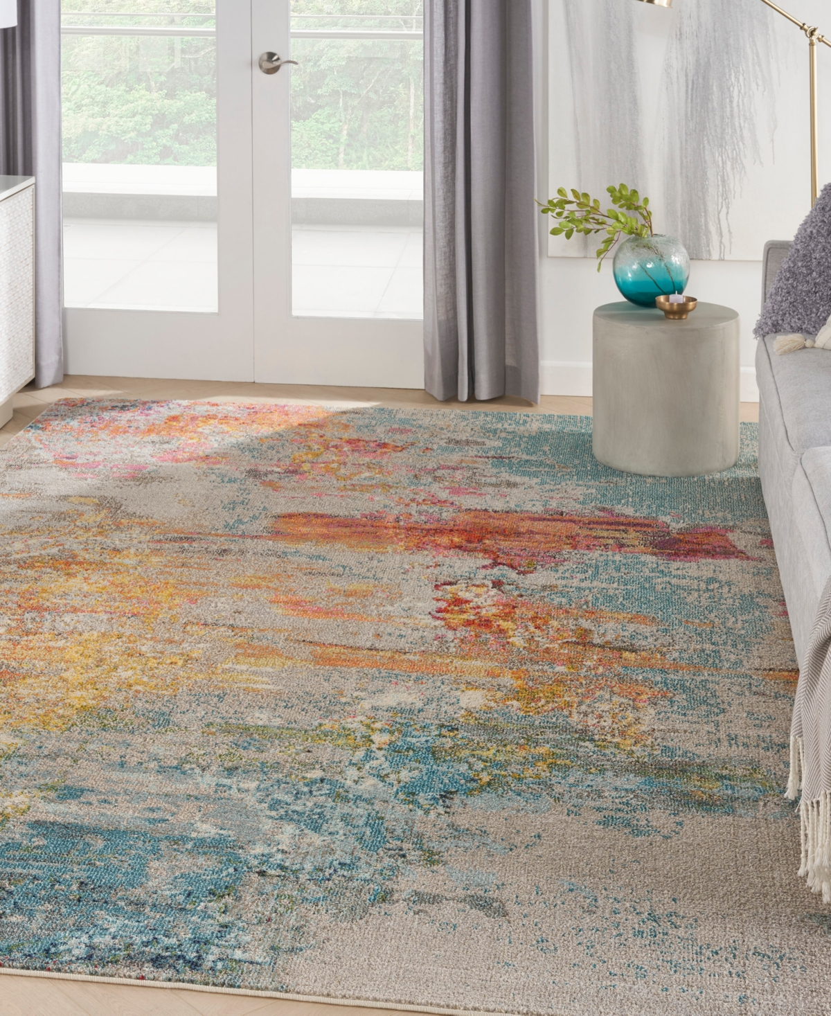 Nourison Home Celestial Ces02 7'10"x10'6" Area Rug In Aquamarine