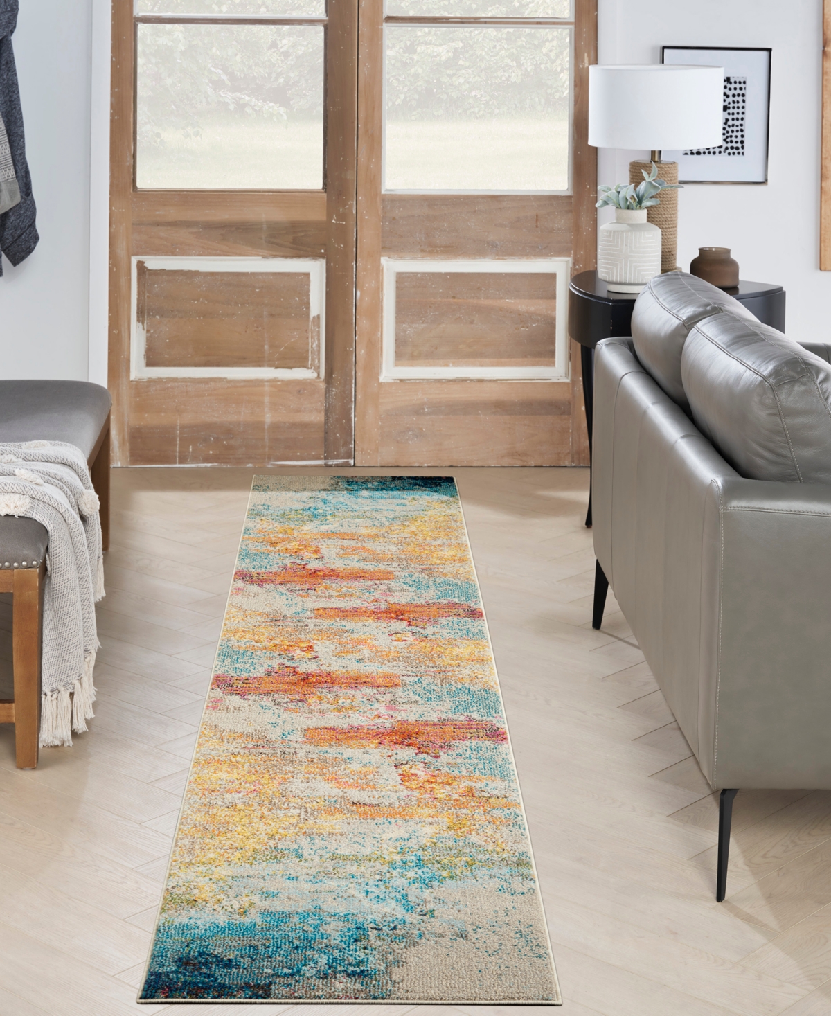 Nourison Home Celestial Ces02 2'2"x10' Runner Area Rug In Aquamarine