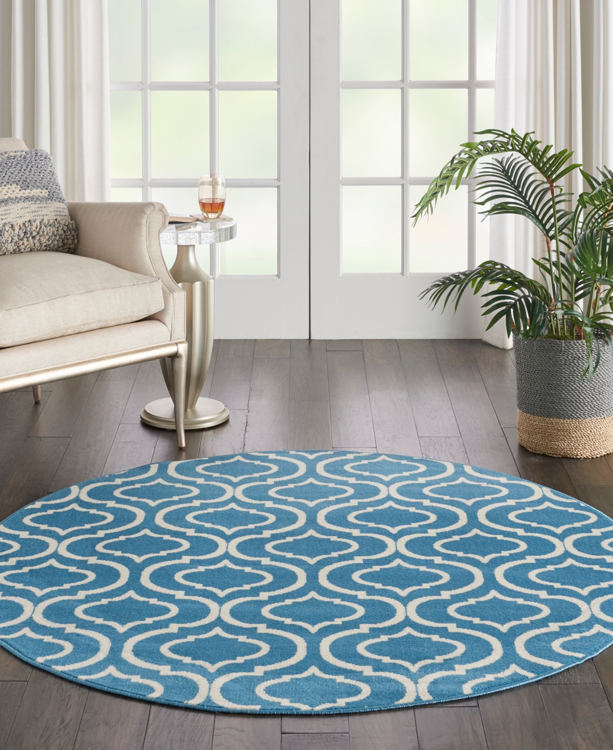 Nourison Home Jubilant Jub19 5'3"x5'3" Round Area Rug In Blue