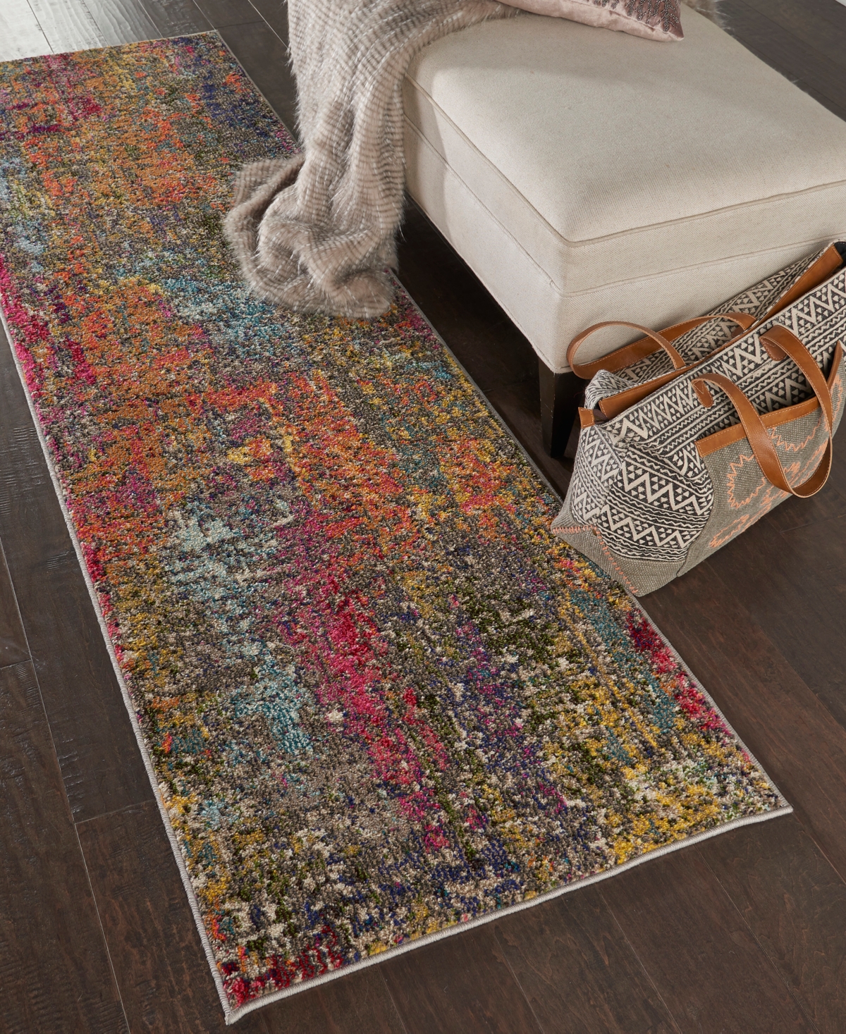 Nourison Home Celestial Ces14 2'2"x7'6" Runner Area Rug In Multi
