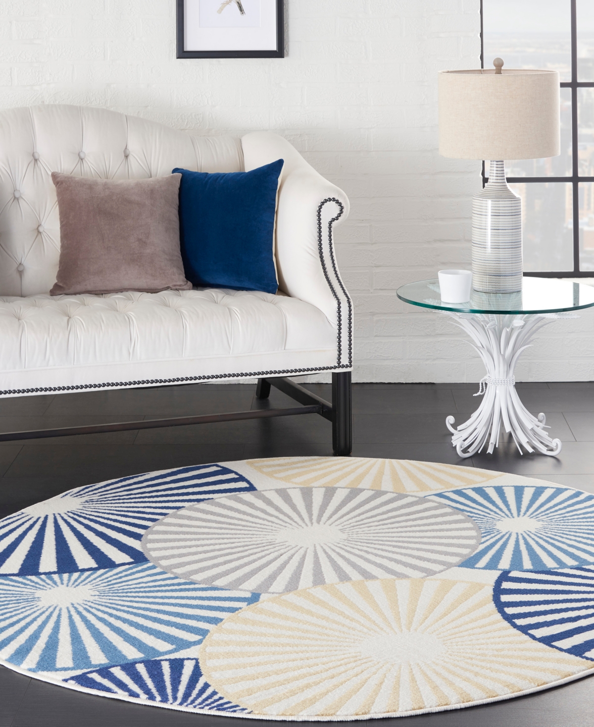 Nourison Home Grafix Grf20 5'3"x5'3" Round Area Rug In Multi