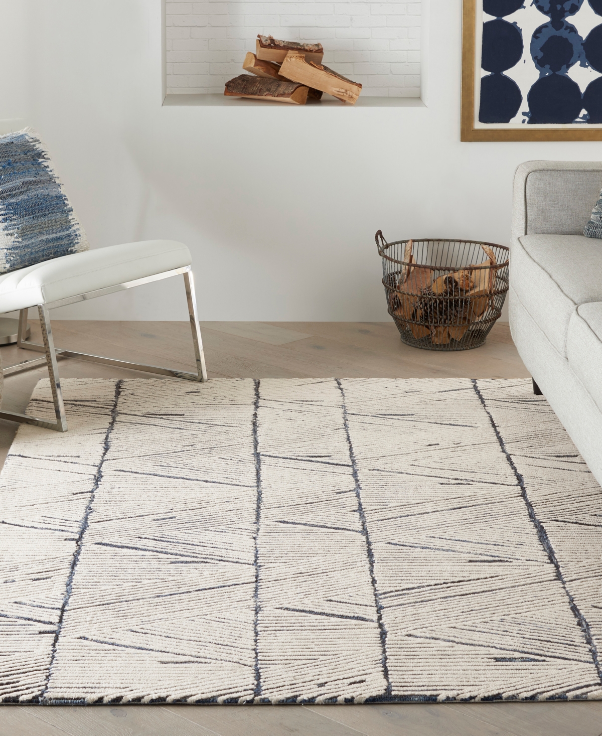 Nourison Home Colorado Clr01 3'9"x5'9" Area Rug In White,blue
