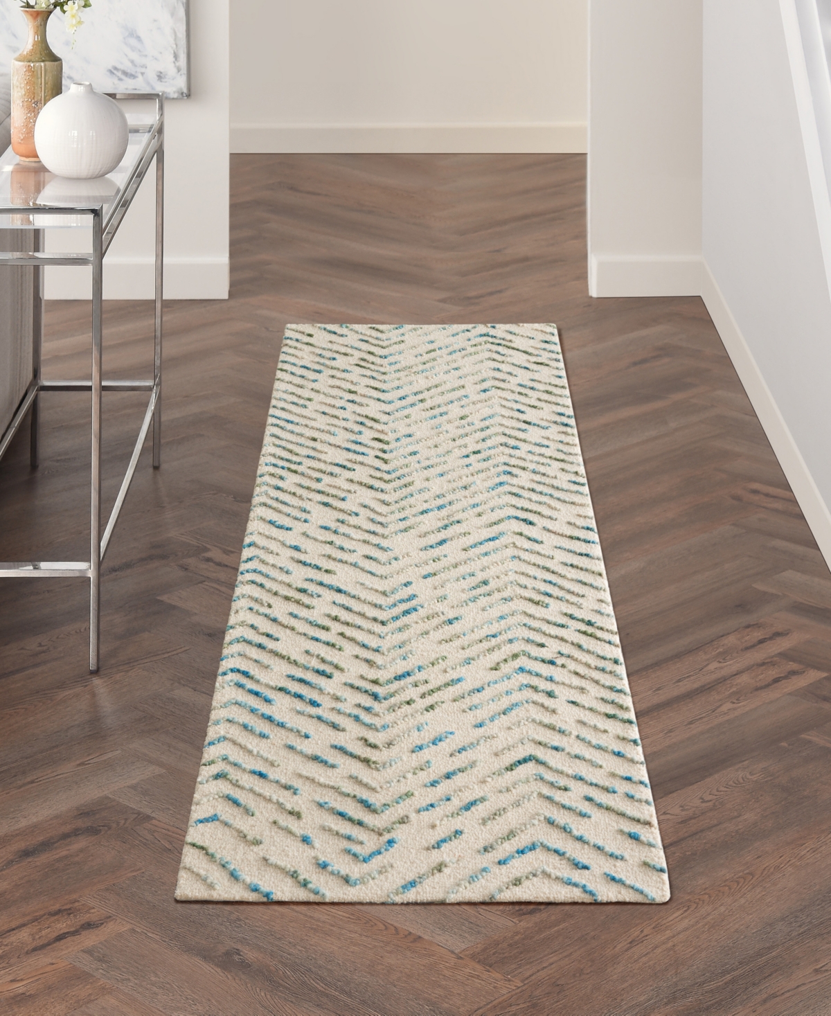 Nourison Home Colorado Clr02 2'3"x7'6" Runner Area Rug In Ivory,moss