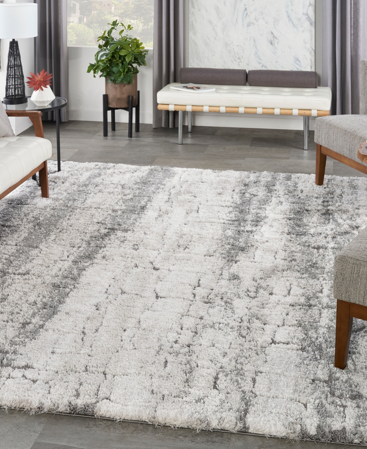 Nourison Home Dreamy Shag Drs01 7'10"x9'10" Area Rug In Ivory,gray