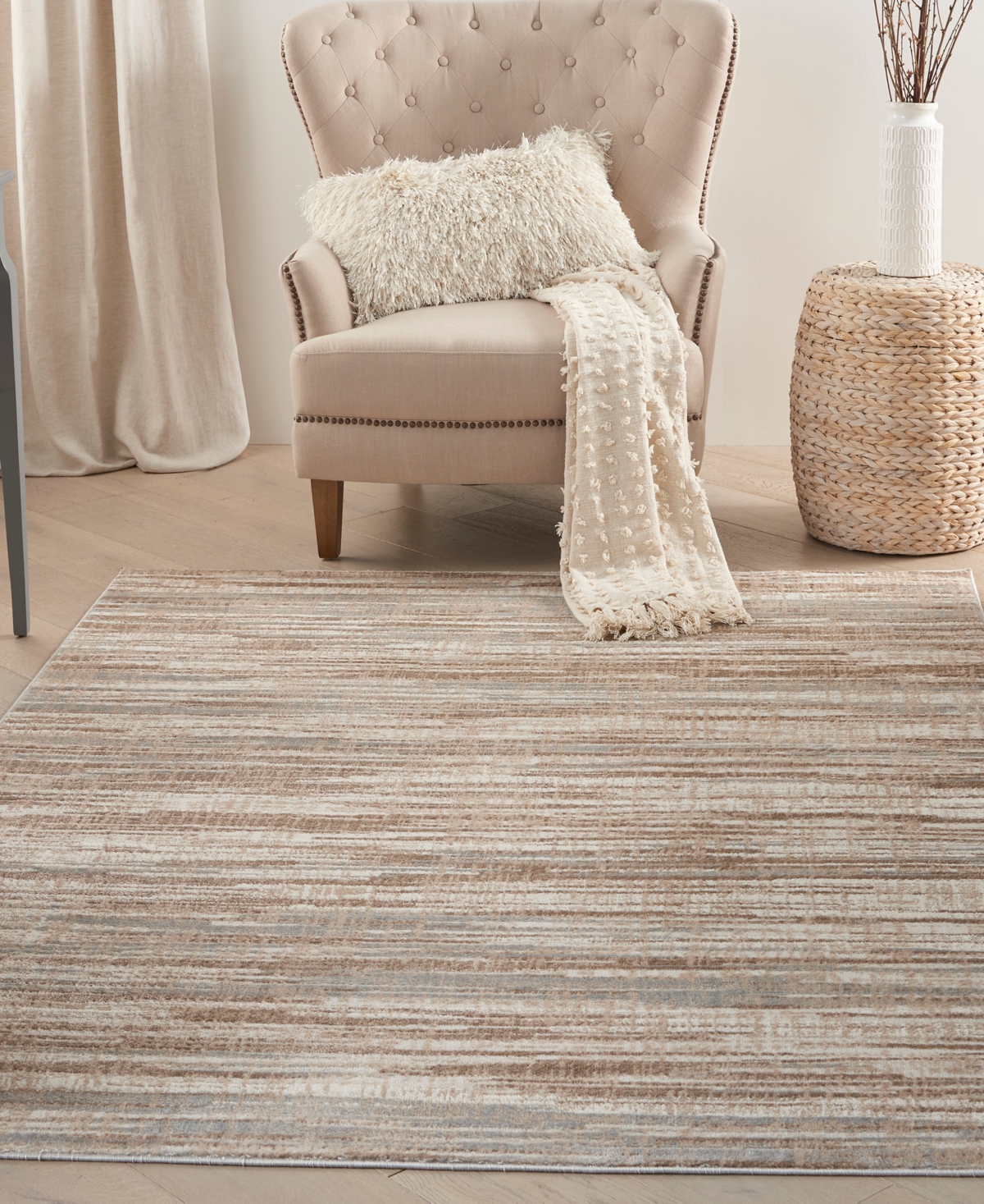 Nourison Home Elation Etn01 4'x6' Area Rug In Ivory,gray