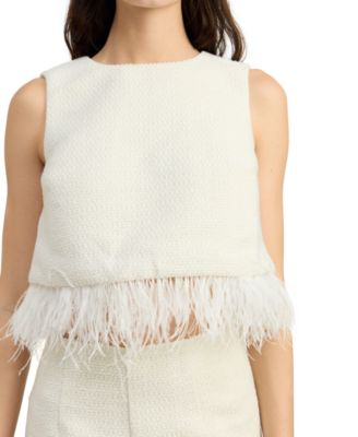 En Saison - Women's Arden Sleeveless Feather-Trim Top