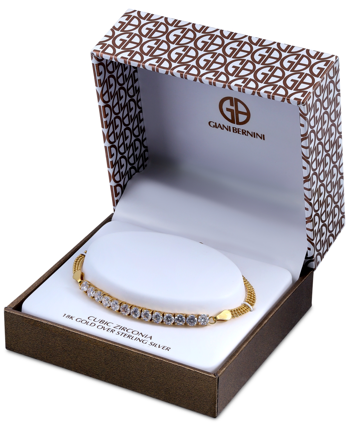 GIANI BERNINI CUBIC ZIRCONIA BEADED CHAIN BRACELET, CREATED FOR MACY'S 