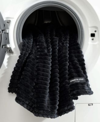 Solid Textured Jacquard Plush Throw, 60" X 50"