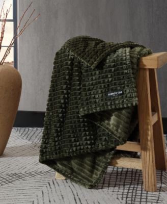 Solid Textured Jacquard Plush Throw, 60" X 50"