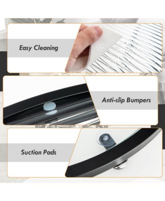 2-Tier 24'' Round Coffee Table w/ Oval Swivel Brackets & Reeded Tempered Glass Gold