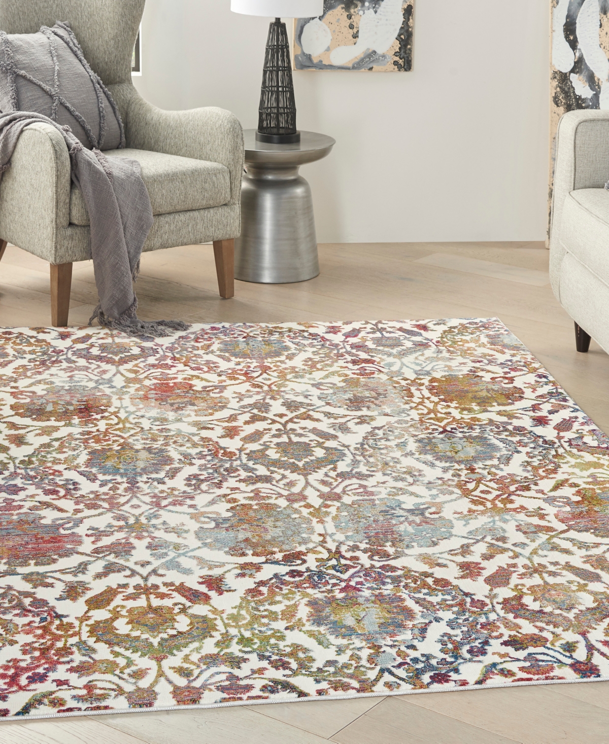 Nourison Home Ankara Global Anr06 5'3"x7'6" Area Rug In White