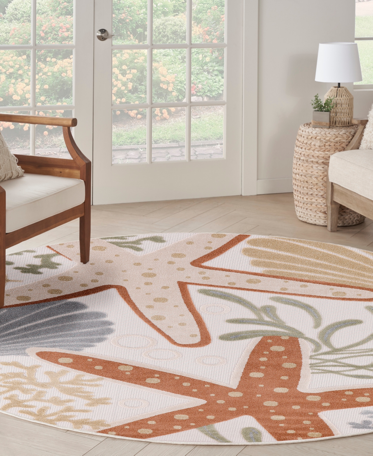 Nourison Home Aloha Alh24 7'10"x7'10" Round Area Rug In Ivory