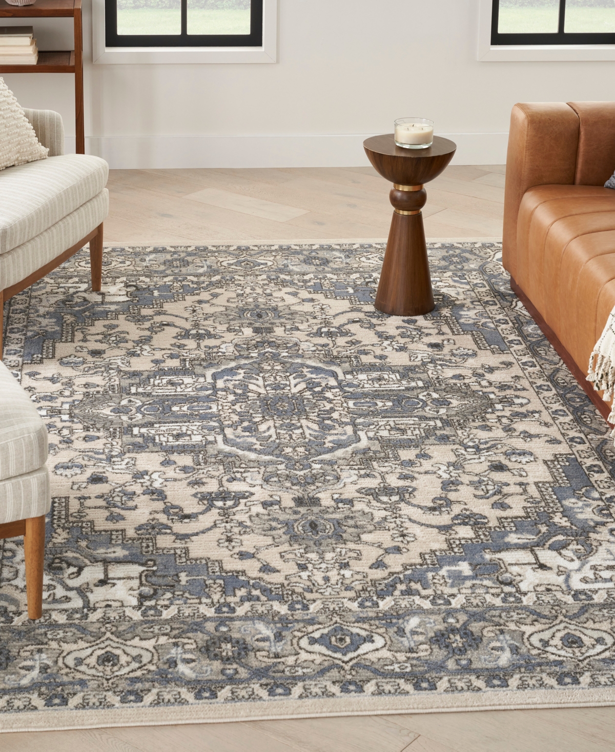Nourison Home Quarry Qua05 5'3"x7'3" Area Rug In Ivory,blue