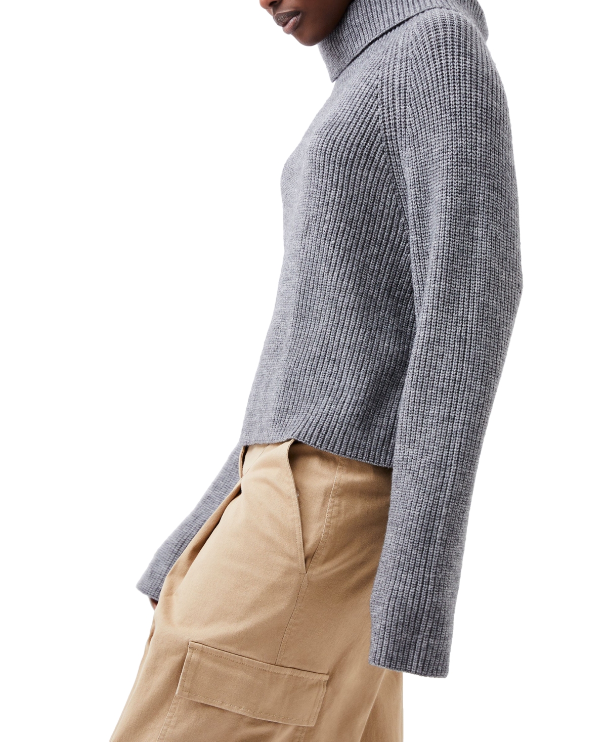 French Connection Women's Mersai Roll-neck Long-sleeve Sweater In Stone Grey Melange