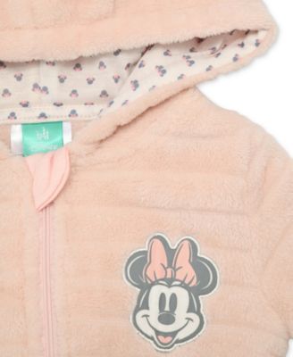 Baby Girls Minnie Mouse Faux-Fur Footed Pramsuit