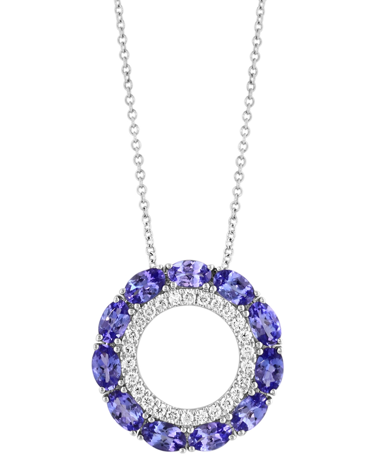 EFFY COLLECTION EFFY TANZANITE (2-5/8 CT. T.W.) & DIAMOND (1/3 CT. T.W.) CIRCLE PENDANT 18"NECKLACE IN 14K WHITE GOL 