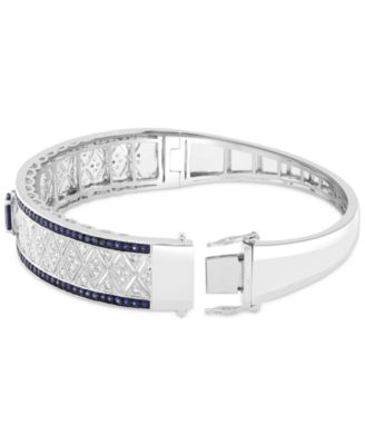 EFFY&reg; Sapphire (1-7/8 ct. t.w.) & Diamond (1 ct. t.w.) Filigree Bangle Bracelet in Sterling Silver
